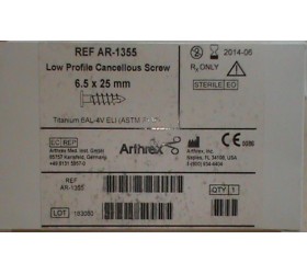 Parafuso esponjoso de baixo perfil Arthrex AR-1355 6.5 x 25 mm titânio